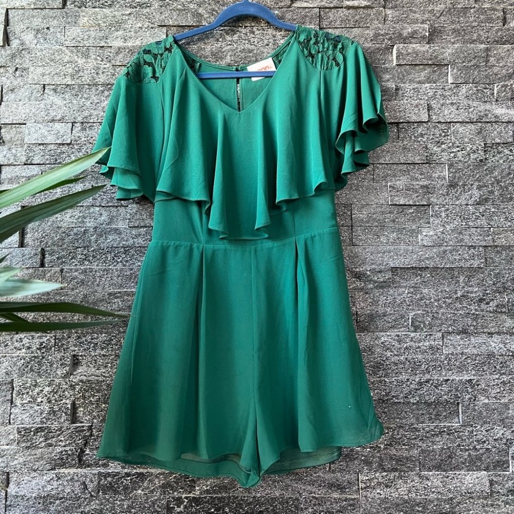 Occasion green romper with open back